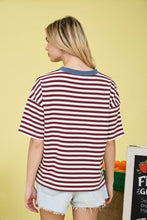 Load image into Gallery viewer, East Bay Striped Tee in Burgundy