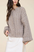 Load image into Gallery viewer, Cambridge Eyelet Cable Knit Cardigan in Taupe