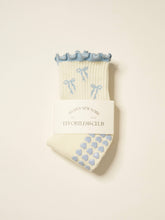 Load image into Gallery viewer, Ruffle Grip Pilates Sock in Light Blue Bows