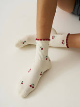 Load image into Gallery viewer, Ruffle Grip Pilates Sock in Cherry