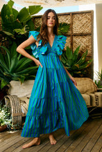Load image into Gallery viewer, Charleston Ruffled Stripe Dress in Orange + Peach