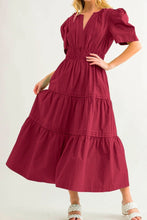 Load image into Gallery viewer, Queens Road Tiered Dress in Burgundy