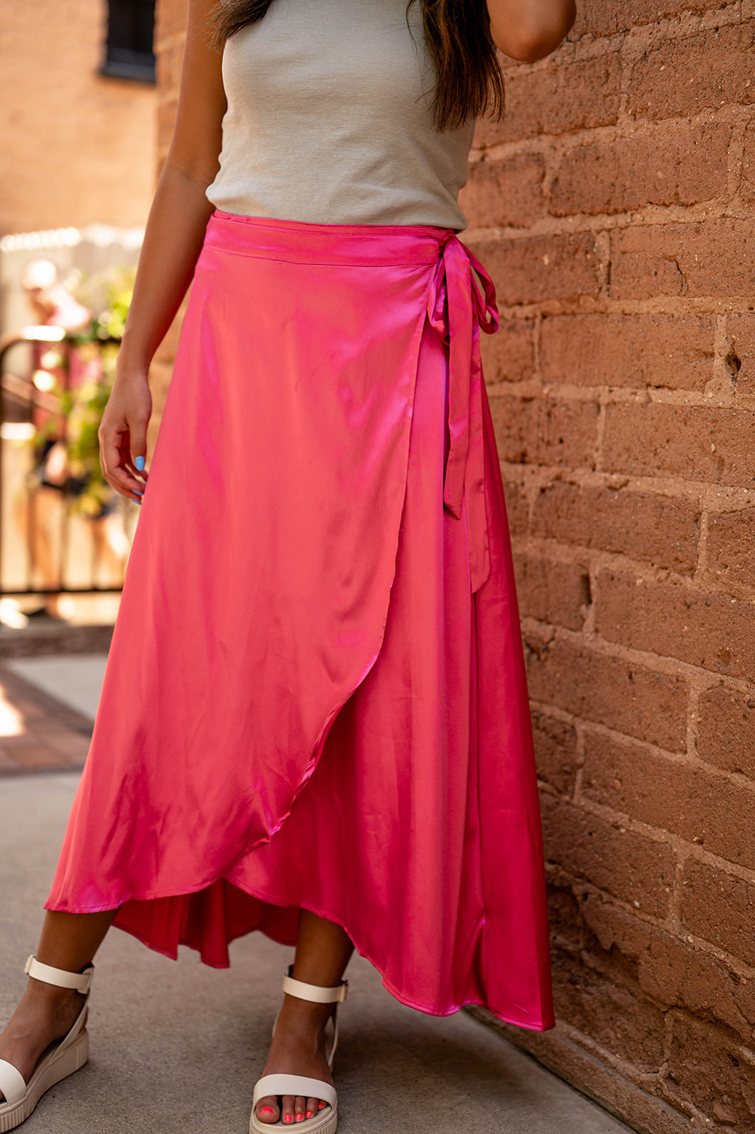 Ranchita Pink Satin Wrap Skirt