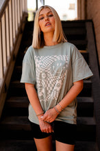 Load image into Gallery viewer, The Valley Tee Collection: Smiley Checkered Tee in Aqua