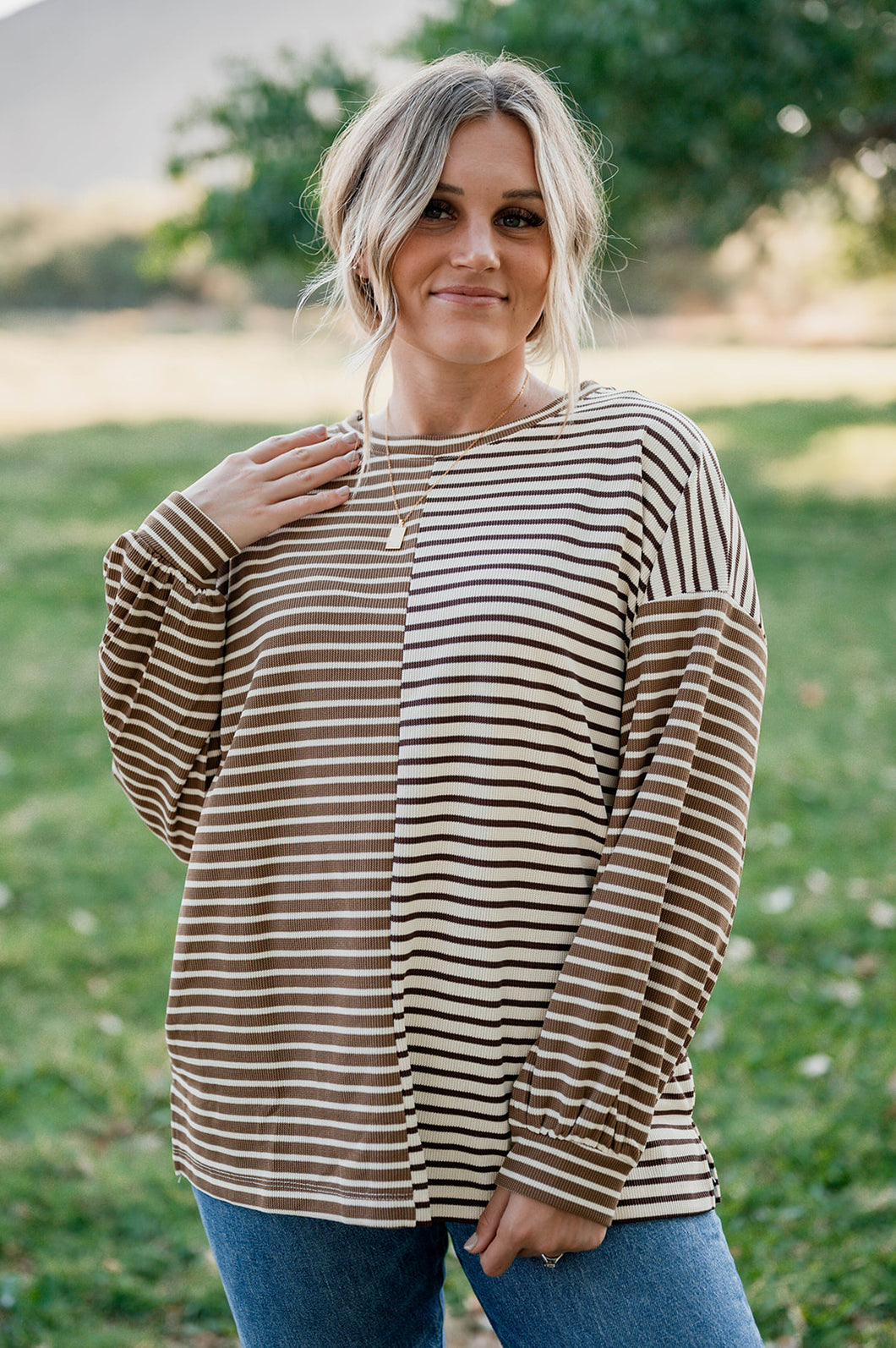 Carlsbad Neutral Striped Top