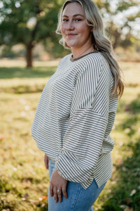 Clover Taupe Striped Top