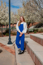 Load image into Gallery viewer, University Avenue Blue Linen Jumpsuit
