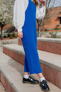 University Avenue Blue Linen Jumpsuit