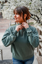 Load image into Gallery viewer, Apex Half Zip Pullover in Dusty Green
