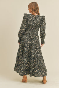 Knoxville Ruffled Black Floral Dress