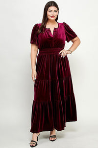 New Haven Velvet Dress in Burgundy