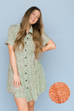 Load image into Gallery viewer, Key West Floral Button Down Dress in Rust