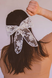 The Bow Collection: Lace Bow Barrette in Two Colors