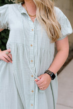 Load image into Gallery viewer, Turks and Caicos Button Down Maxi Dress in Sage