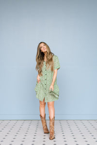 Key West Floral Button Down Dress in Rust