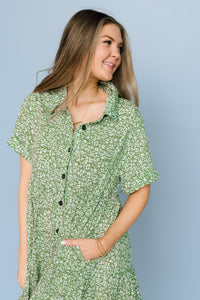 Key West Floral Button Down Dress in Rust