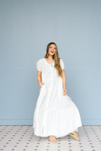 Load image into Gallery viewer, Turks and Caicos Button Down Maxi Dress in White