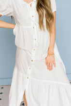 Load image into Gallery viewer, Turks and Caicos Button Down Maxi Dress in White