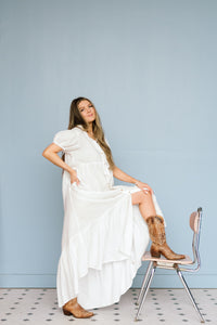 Turks and Caicos Button Down Maxi Dress in White