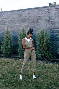 Corpus Christi Harlem Jumpsuit in Heathered Charcoal EXTENDED SIZING