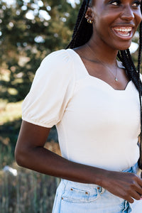 Spartanburg Cream Ribbed Bodysuit