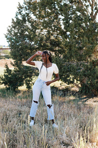 Spartanburg Cream Ribbed Bodysuit