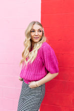Load image into Gallery viewer, Beverly Hills Pink Short Sleeve Cable Sweater