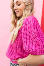 Load image into Gallery viewer, Beverly Hills Pink Short Sleeve Cable Sweater