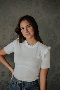 Orchard Avenue White Ruffled Top