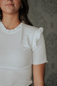 Orchard Avenue White Ruffled Top