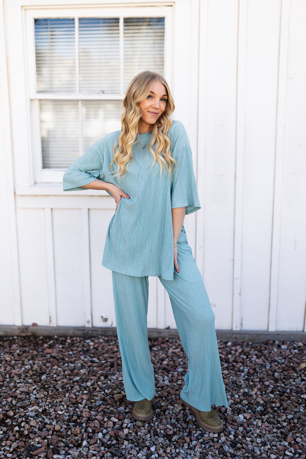 Long Beach Textured Light Sage Set