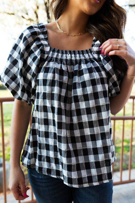 Florence Squareneck Gingham Top