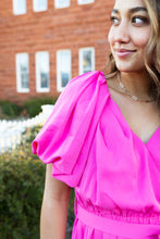 Load image into Gallery viewer, Burbank Puff Sleeve Midi Dress in Pink
