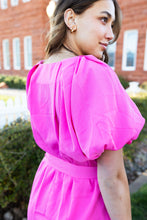 Load image into Gallery viewer, Burbank Puff Sleeve Midi Dress in Pink