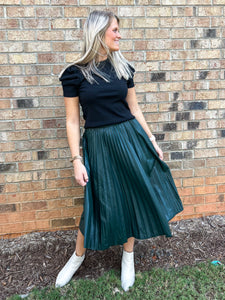 Newark Pleated Faux Leather Skirt
