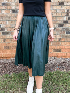 Newark Pleated Faux Leather Skirt