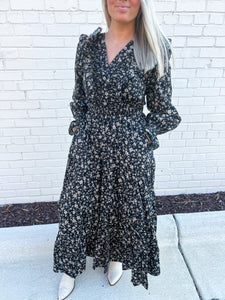 Knoxville Ruffled Black Floral Dress