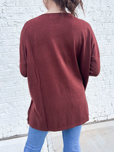 East Haven Front Pocket Sweater in Rust