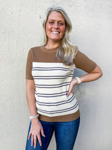 The Hague Striped Short Sleeve Sweater