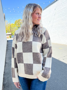 Loa Mocha Checkered Sweater