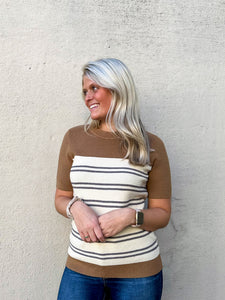 The Hague Striped Short Sleeve Sweater