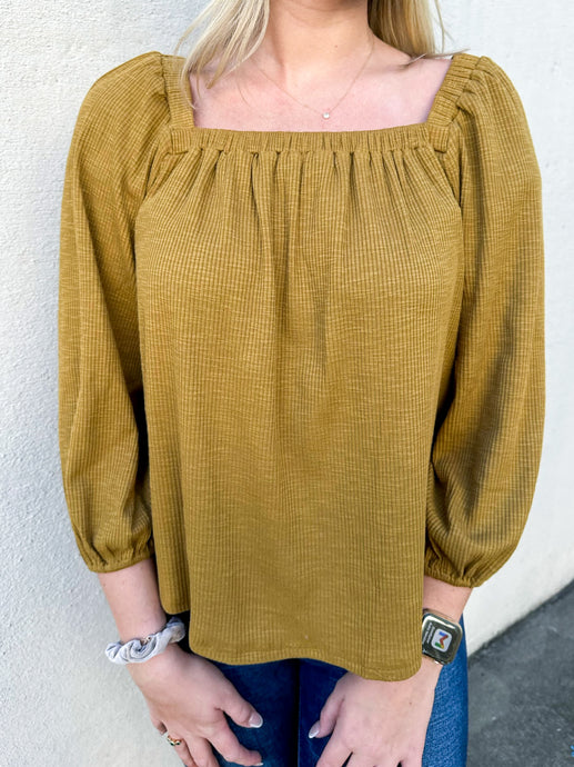 Chantilly Gold Square Neckline Top