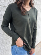Load image into Gallery viewer, Woodlake Center Seam Sweater in Dark Olive