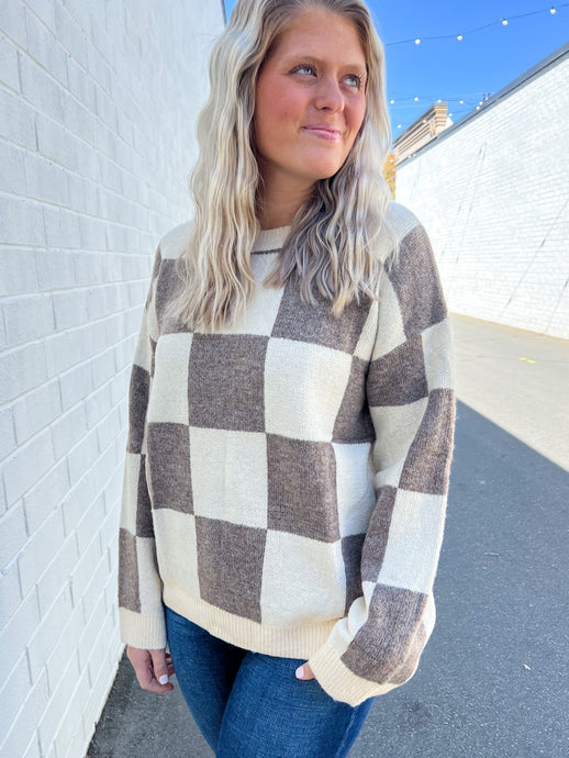 Loa Mocha Checkered Sweater