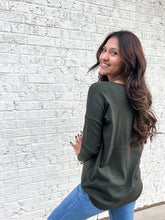 Load image into Gallery viewer, Woodlake Center Seam Sweater in Dark Olive