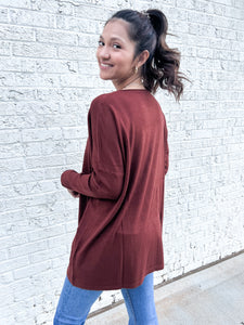 East Haven Front Pocket Sweater in Rust