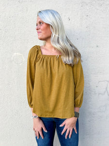 Chantilly Gold Square Neckline Top