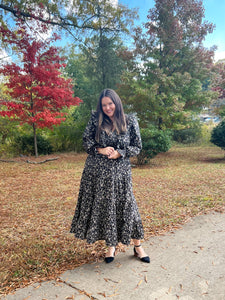 Knoxville Ruffled Black Floral Dress