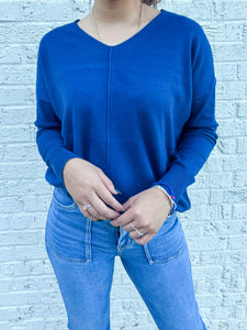 Woodlake Center Seam Sweater in Light Navy
