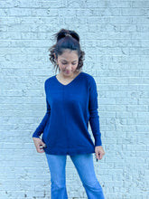 Load image into Gallery viewer, Woodlake Center Seam Sweater in Light Navy